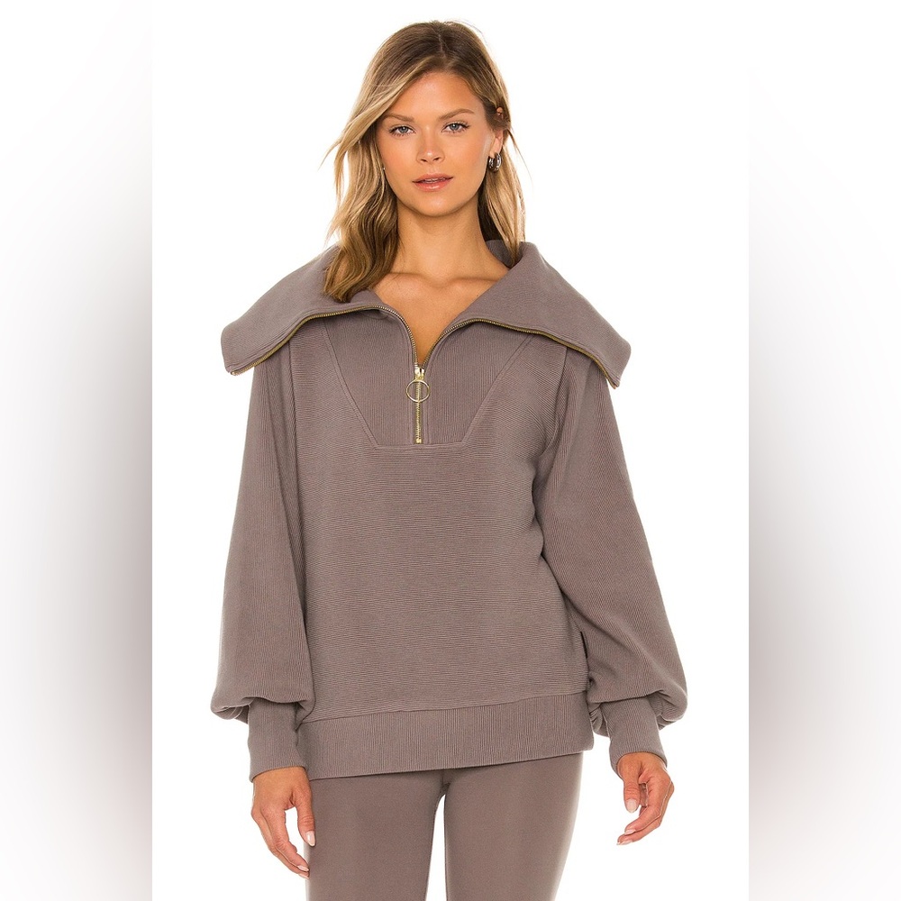 Varley Taupe Half-Zip Sweatshirt